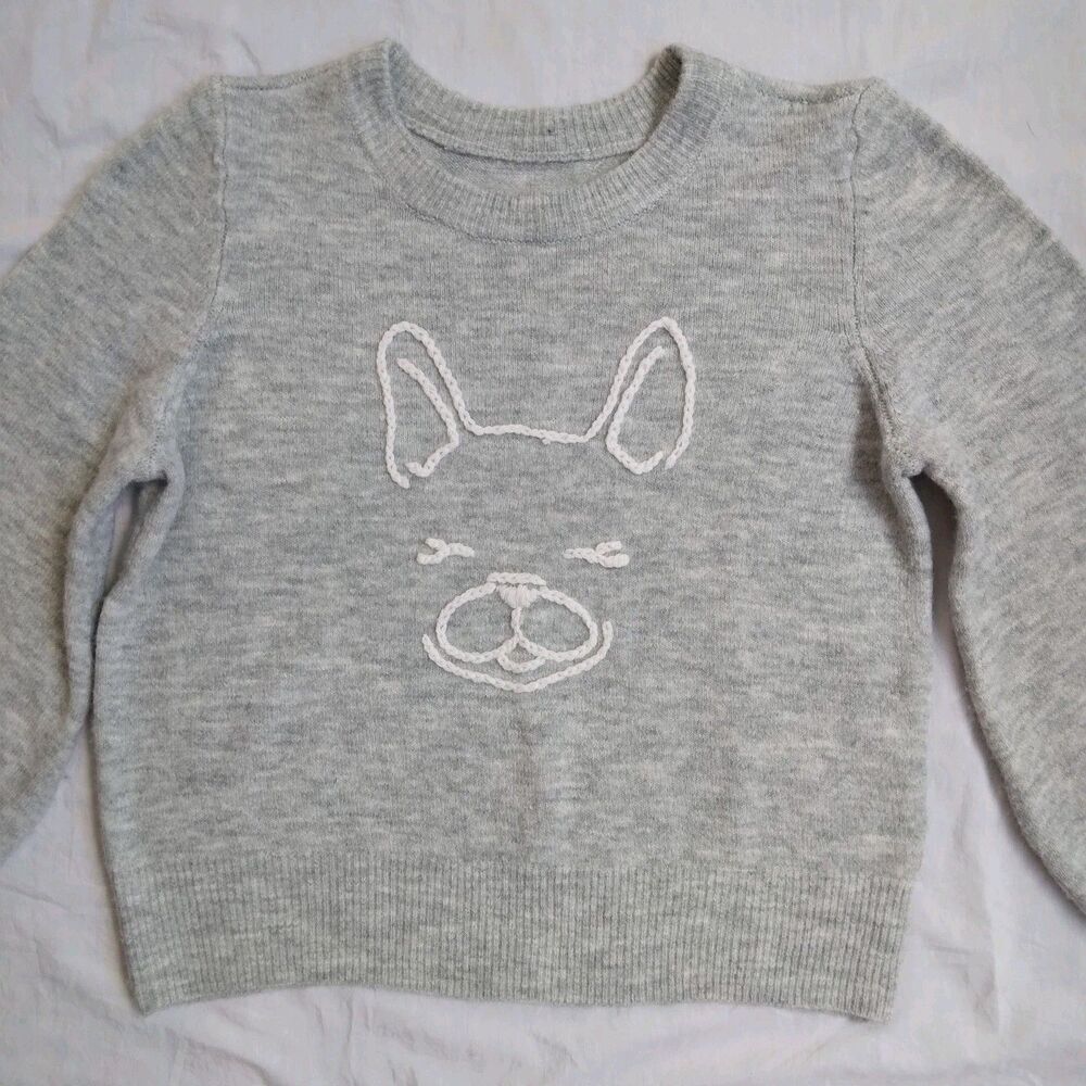 French Bulldog Frenchie Crew Sweater Gray Balloon Sleeves Women's - Picture 2 of 11